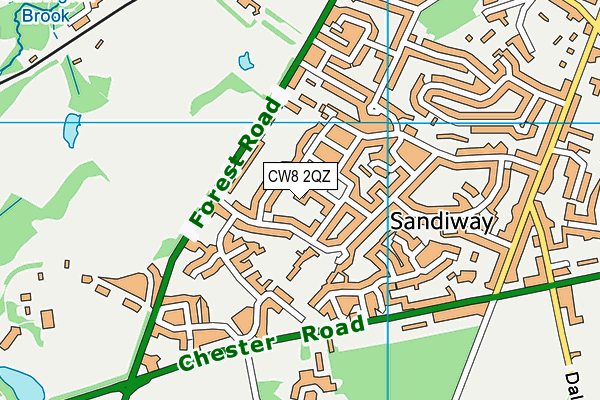 CW8 2QZ map - OS VectorMap District (Ordnance Survey)