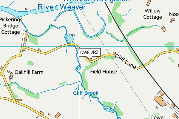 CW8 2RZ map - OS VectorMap District (Ordnance Survey)