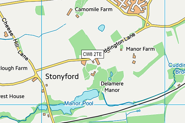 CW8 2TE map - OS VectorMap District (Ordnance Survey)