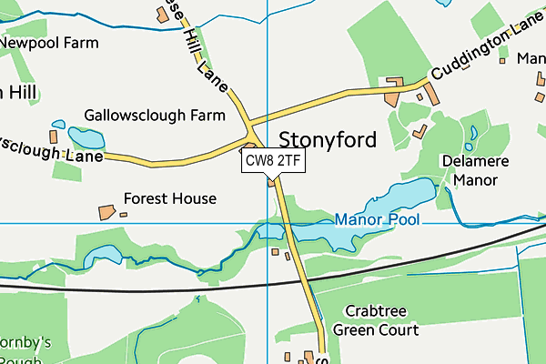 CW8 2TF map - OS VectorMap District (Ordnance Survey)