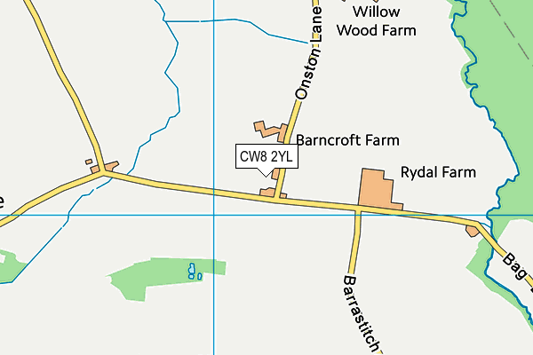 CW8 2YL map - OS VectorMap District (Ordnance Survey)