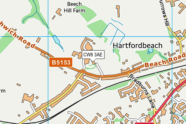 CW8 3AE map - OS VectorMap District (Ordnance Survey)