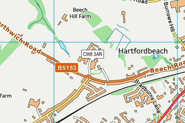 CW8 3AR map - OS VectorMap District (Ordnance Survey)