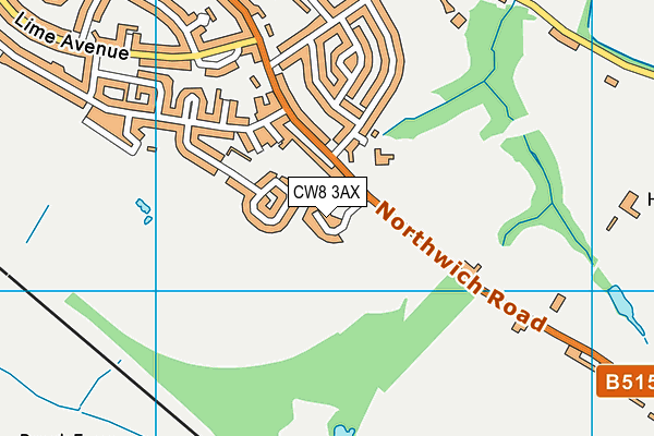 CW8 3AX map - OS VectorMap District (Ordnance Survey)