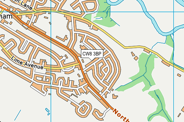 CW8 3BP map - OS VectorMap District (Ordnance Survey)