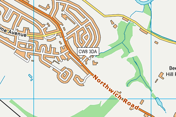 CW8 3DA map - OS VectorMap District (Ordnance Survey)