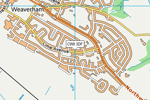 CW8 3DF map - OS VectorMap District (Ordnance Survey)