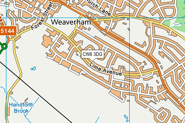 CW8 3DG map - OS VectorMap District (Ordnance Survey)
