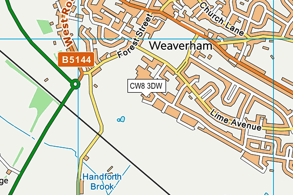 CW8 3DW map - OS VectorMap District (Ordnance Survey)