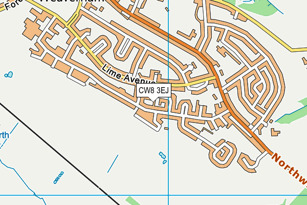 CW8 3EJ map - OS VectorMap District (Ordnance Survey)