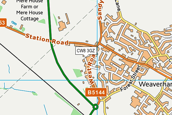 CW8 3GZ map - OS VectorMap District (Ordnance Survey)