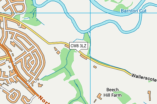 CW8 3LZ map - OS VectorMap District (Ordnance Survey)