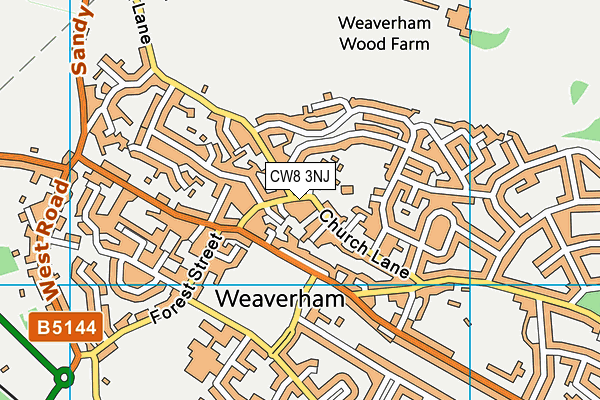 CW8 3NJ map - OS VectorMap District (Ordnance Survey)