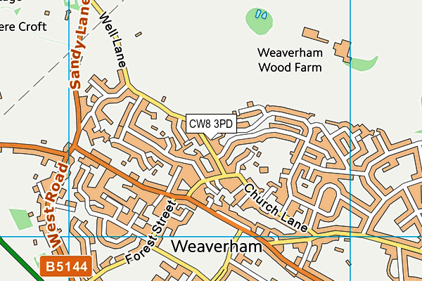 CW8 3PD map - OS VectorMap District (Ordnance Survey)