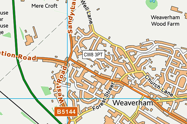 CW8 3PT map - OS VectorMap District (Ordnance Survey)