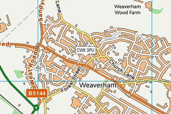 CW8 3PU map - OS VectorMap District (Ordnance Survey)