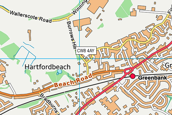 CW8 4AY map - OS VectorMap District (Ordnance Survey)