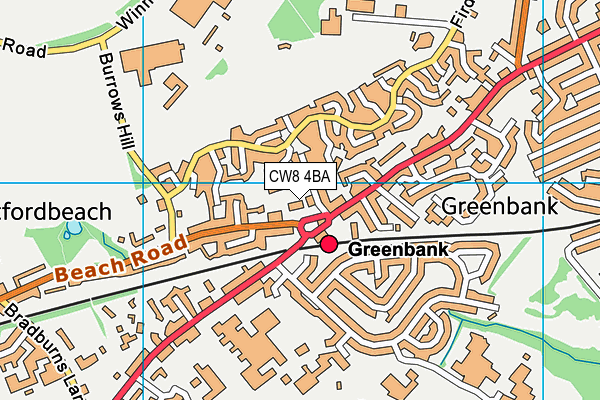 CW8 4BA map - OS VectorMap District (Ordnance Survey)