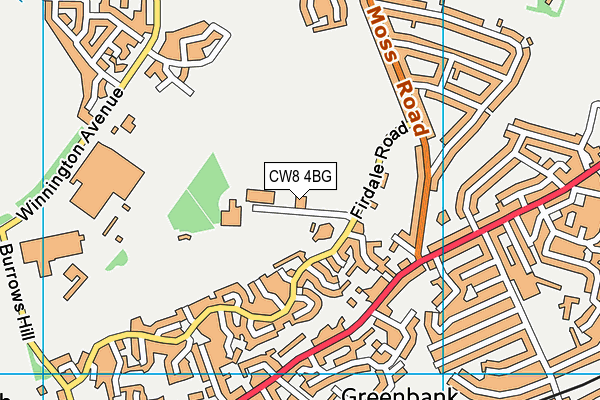 Northwich Cricket Club map (CW8 4BG) - OS VectorMap District (Ordnance Survey)