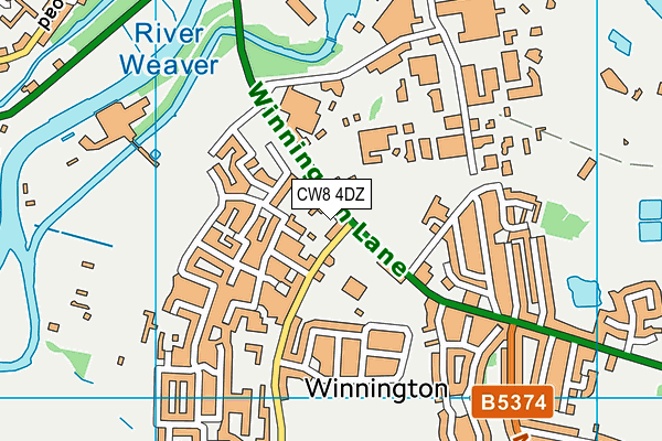 CW8 4DZ map - OS VectorMap District (Ordnance Survey)