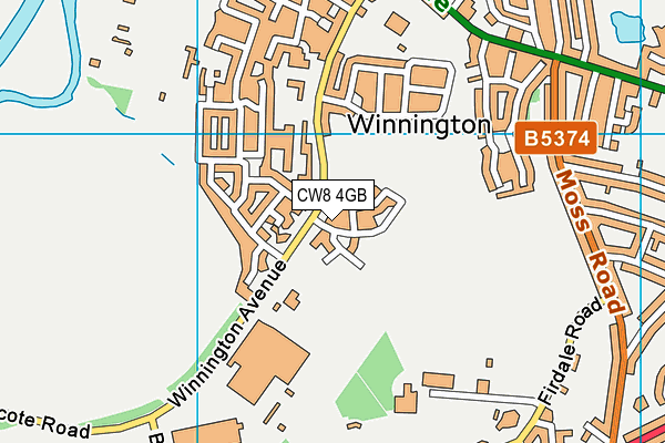 CW8 4GB map - OS VectorMap District (Ordnance Survey)