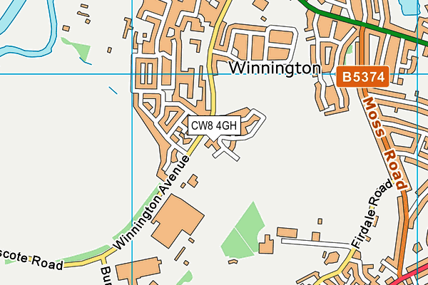 CW8 4GH map - OS VectorMap District (Ordnance Survey)