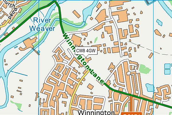 CW8 4GW map - OS VectorMap District (Ordnance Survey)
