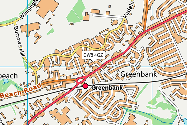 CW8 4GZ map - OS VectorMap District (Ordnance Survey)