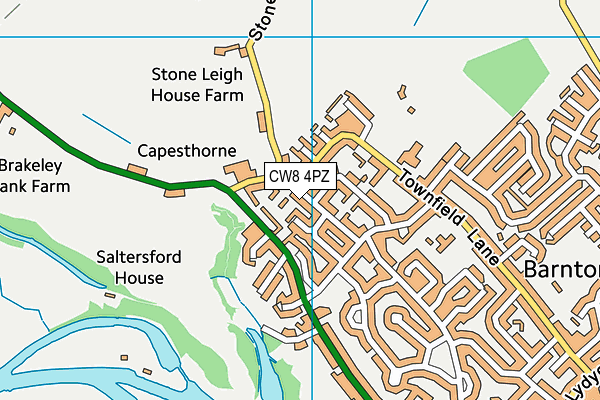 CW8 4PZ map - OS VectorMap District (Ordnance Survey)
