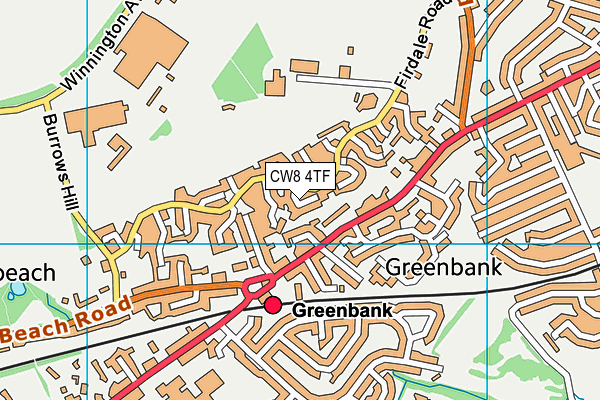 CW8 4TF map - OS VectorMap District (Ordnance Survey)