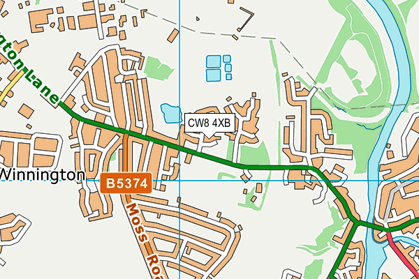 CW8 4XB map - OS VectorMap District (Ordnance Survey)