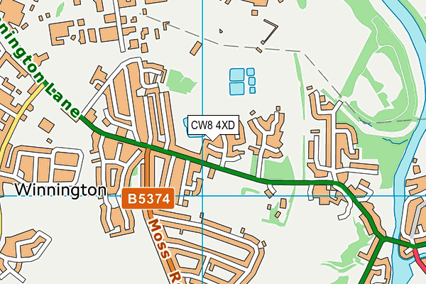 CW8 4XD map - OS VectorMap District (Ordnance Survey)