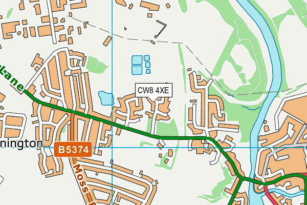 CW8 4XE map - OS VectorMap District (Ordnance Survey)