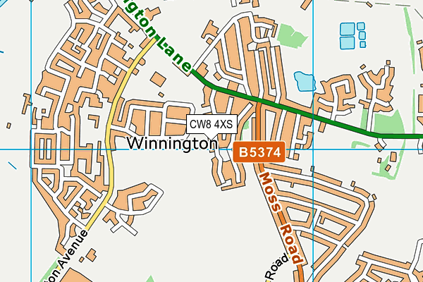 CW8 4XS map - OS VectorMap District (Ordnance Survey)