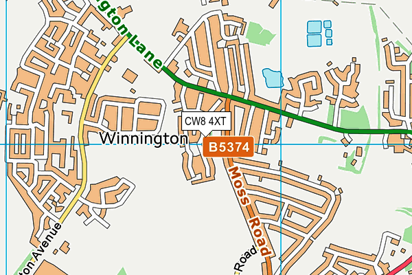 CW8 4XT map - OS VectorMap District (Ordnance Survey)