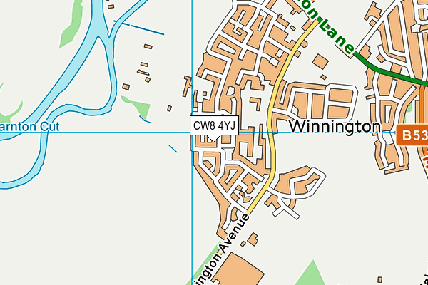 CW8 4YJ map - OS VectorMap District (Ordnance Survey)