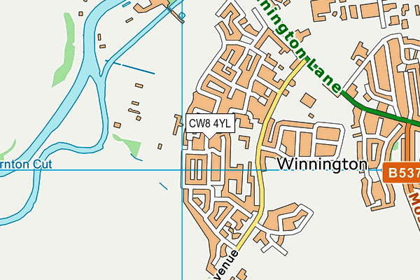 CW8 4YL map - OS VectorMap District (Ordnance Survey)