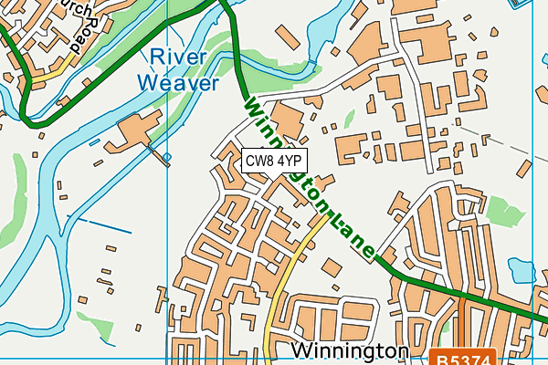 CW8 4YP map - OS VectorMap District (Ordnance Survey)