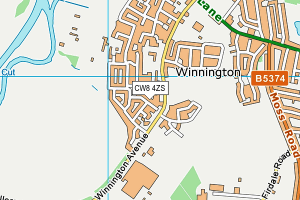 CW8 4ZS map - OS VectorMap District (Ordnance Survey)