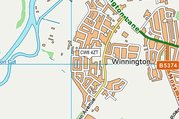 CW8 4ZT map - OS VectorMap District (Ordnance Survey)