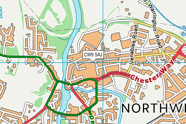 CW9 5AJ map - OS VectorMap District (Ordnance Survey)