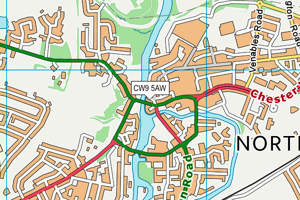 CW9 5AW map - OS VectorMap District (Ordnance Survey)