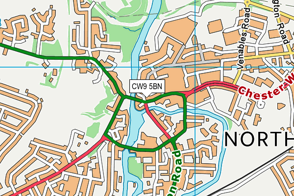 CW9 5BN map - OS VectorMap District (Ordnance Survey)