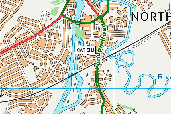 CW9 5HJ map - OS VectorMap District (Ordnance Survey)