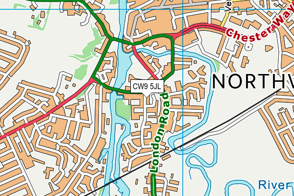 CW9 5JL map - OS VectorMap District (Ordnance Survey)