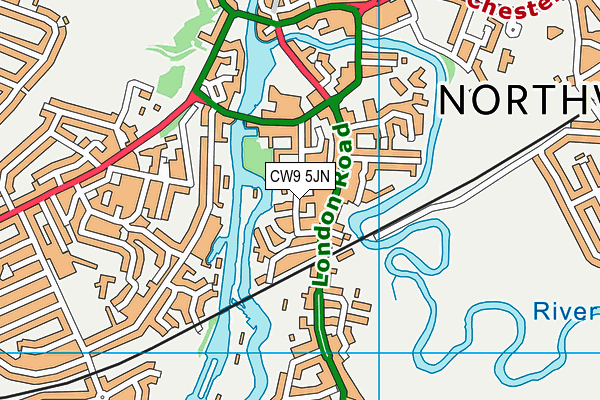 CW9 5JN map - OS VectorMap District (Ordnance Survey)