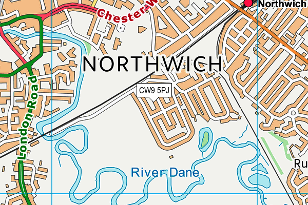 CW9 5PJ map - OS VectorMap District (Ordnance Survey)