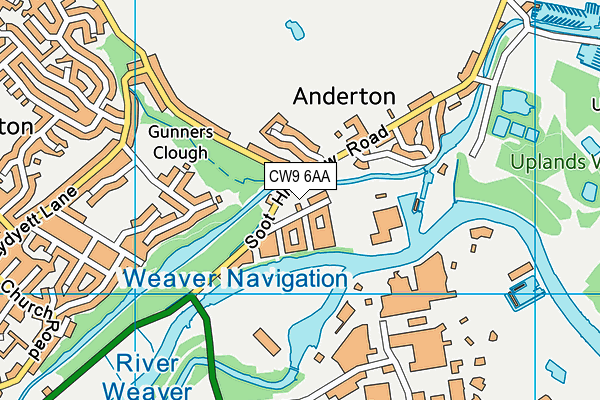 CW9 6AA map - OS VectorMap District (Ordnance Survey)
