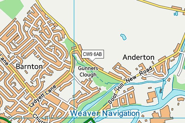 CW9 6AB map - OS VectorMap District (Ordnance Survey)