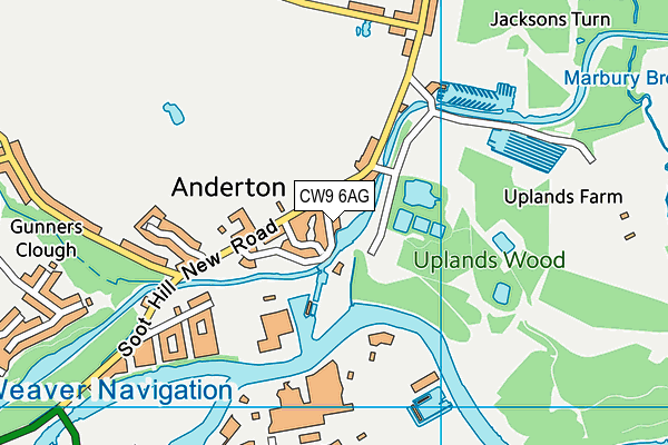 CW9 6AG map - OS VectorMap District (Ordnance Survey)